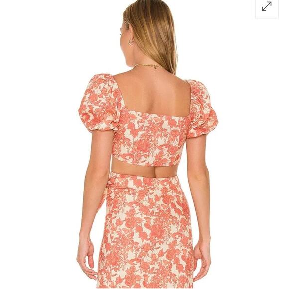 V. Chapman apple blossom flower print tie front crop top + skirt set size 2 XS - Picture 7 of 9